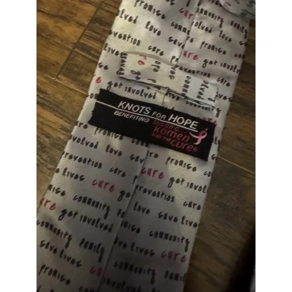 2 Knots For Hope Mens Neck Tie Breast Cancer Awareness Susan G. Komen